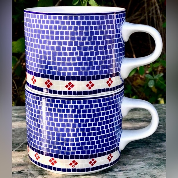 Vintage (Set of 2) Discontinued DANSK MOSAIC Wave (Waveless version) Flat Cups - Picture 5 of 10